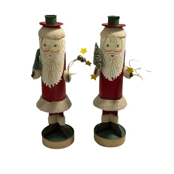 Silvestri Other - Silvestri Santa Clause St Nick Metal Whimsical Taper Candlesticks
